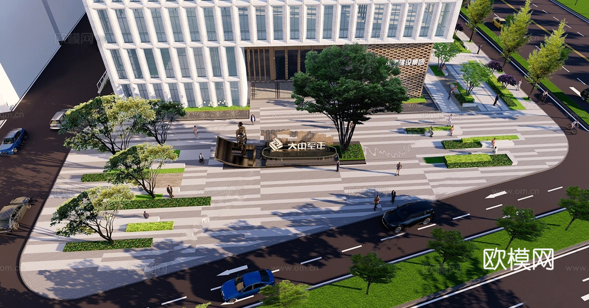 现代办公景观 写字楼su模型