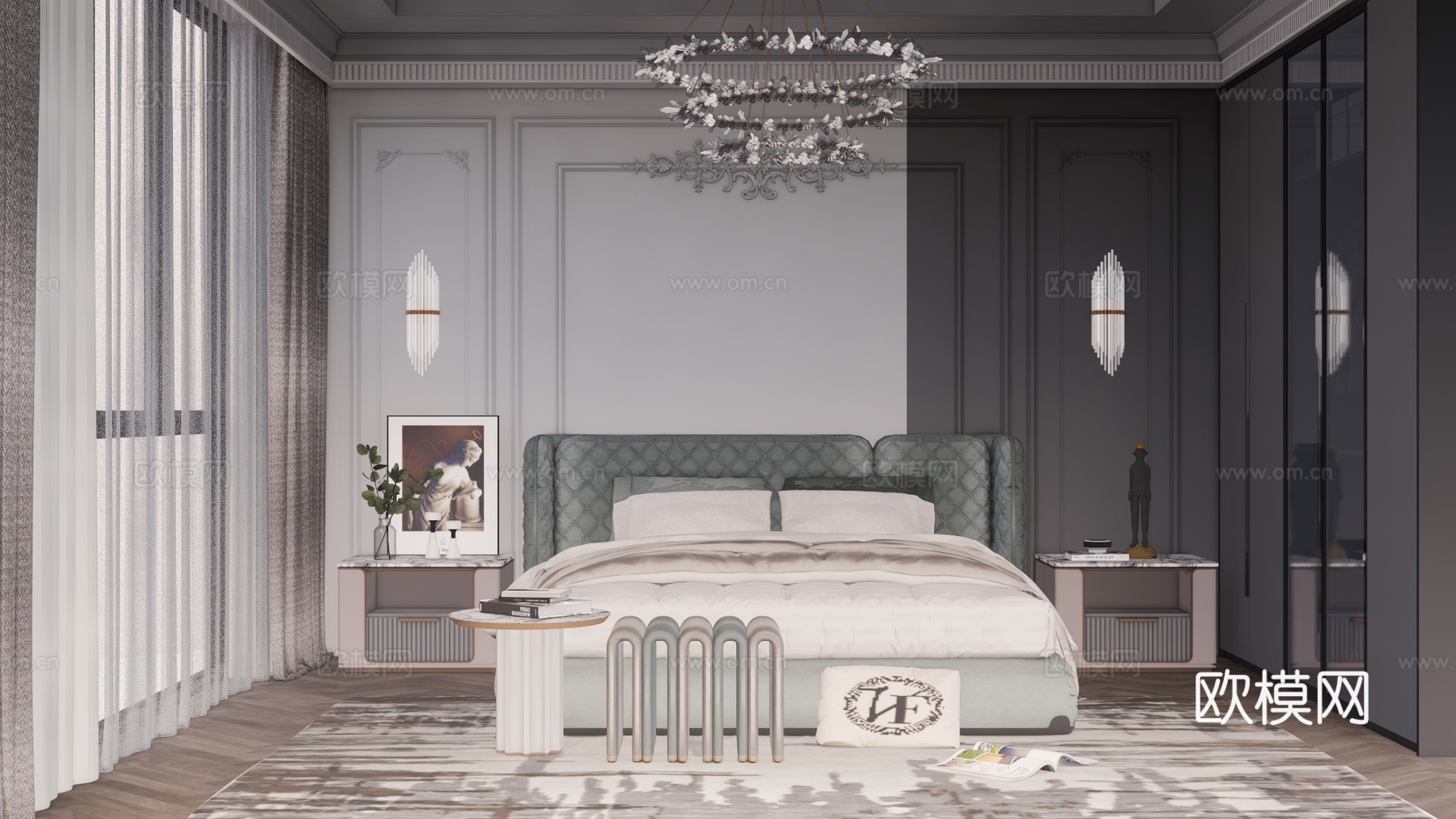 客餐厅 衣柜 书房 书桌su模型