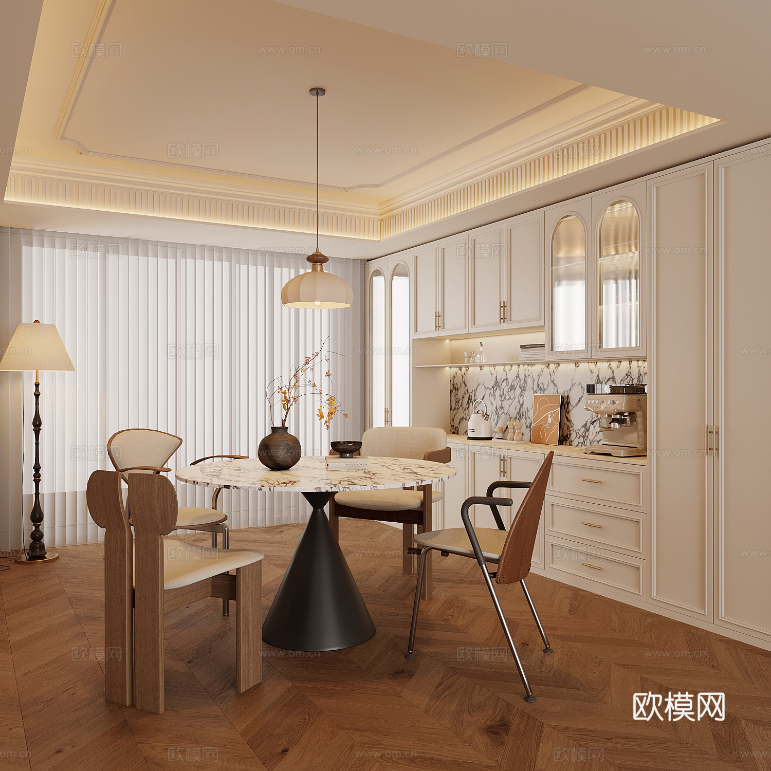 法式复古家居餐厅su模型