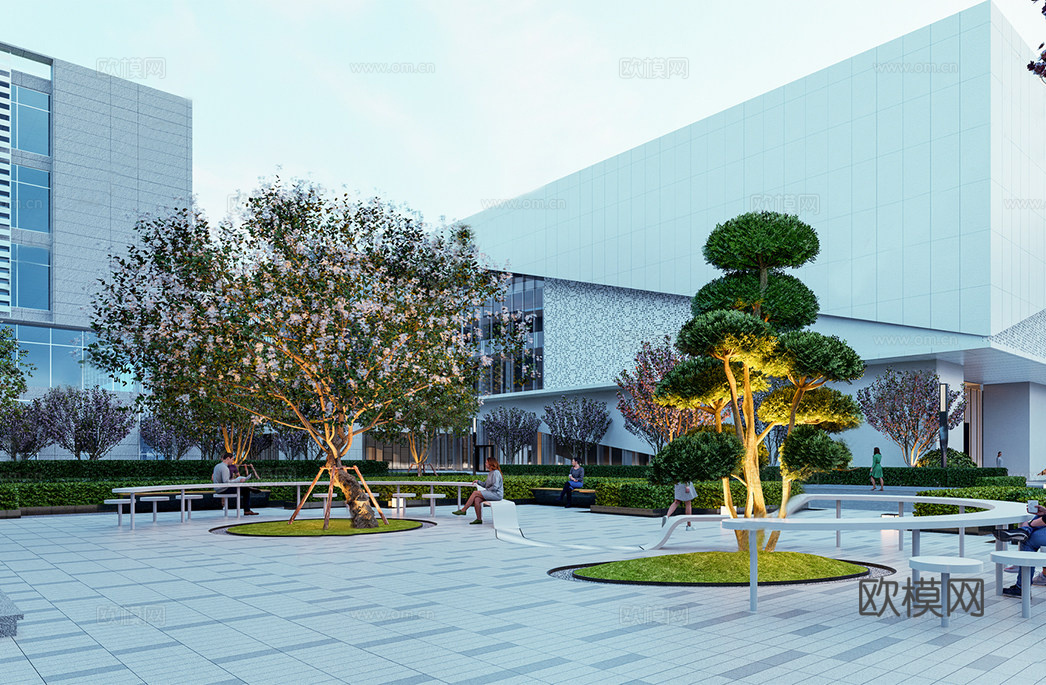 现代办公景观 户外座椅 户外吧台su模型