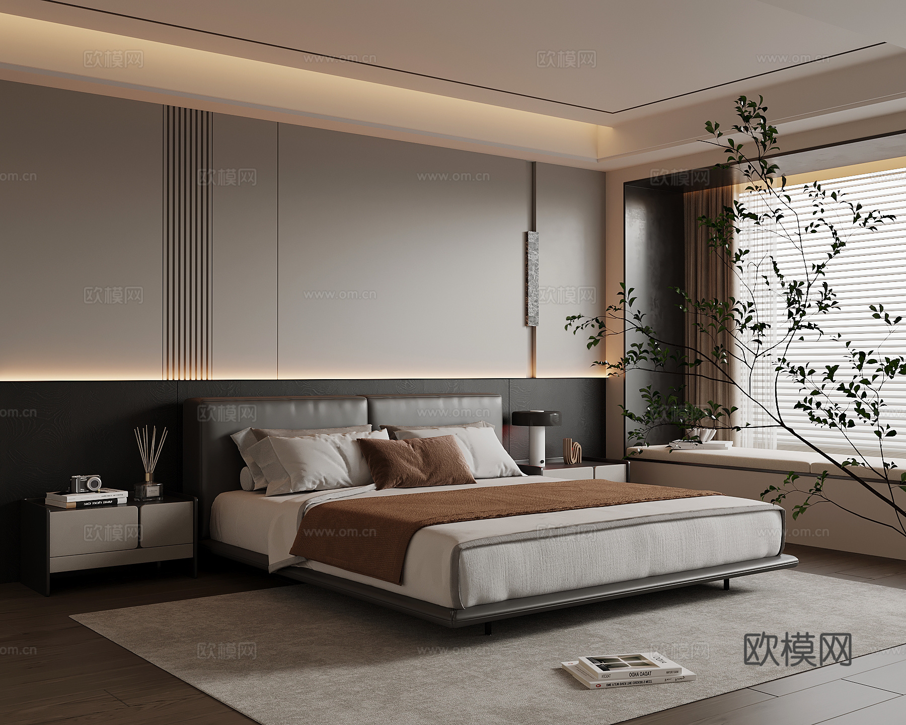现代意式卧室su模型