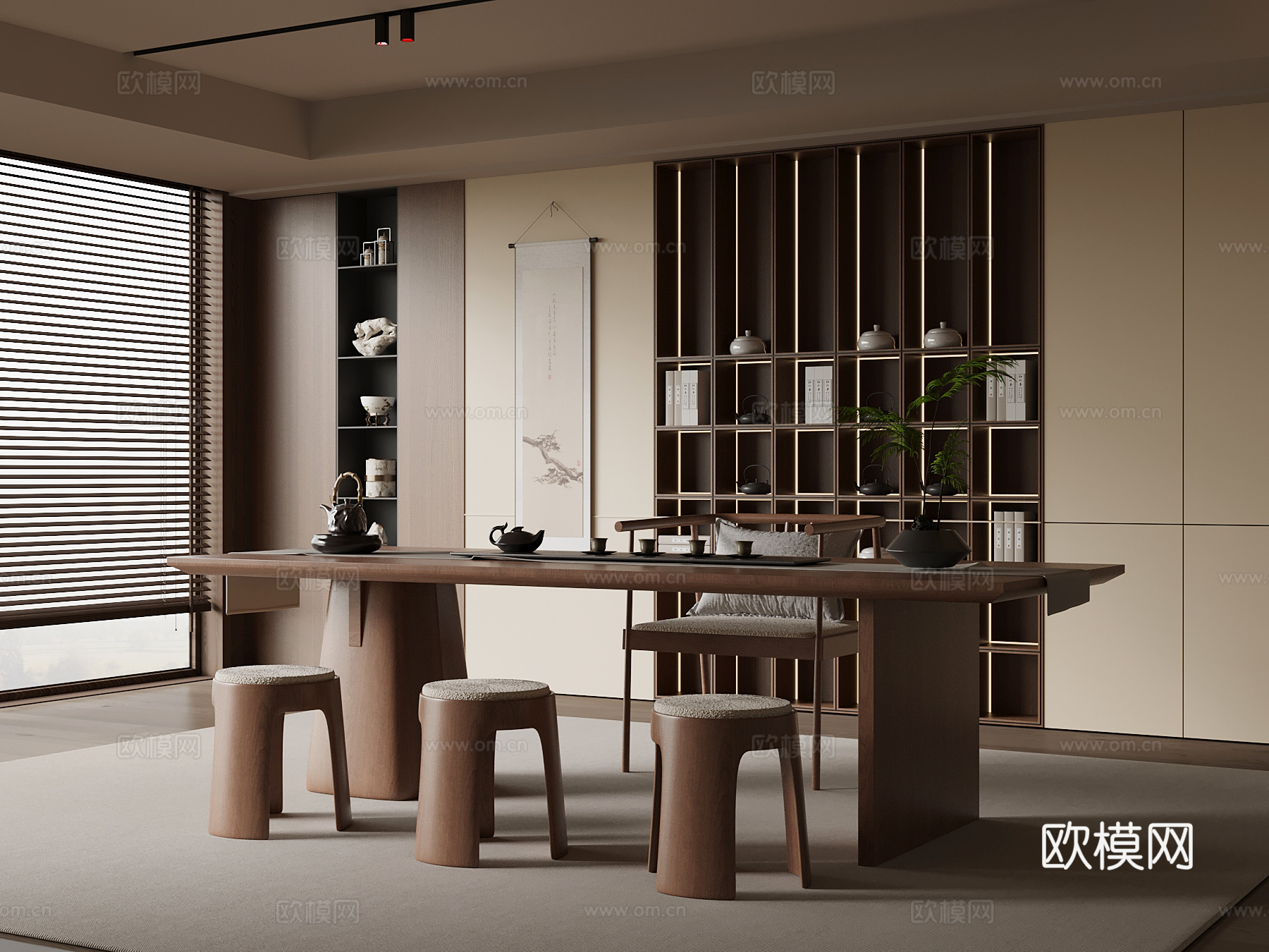 新中式茶室su模型