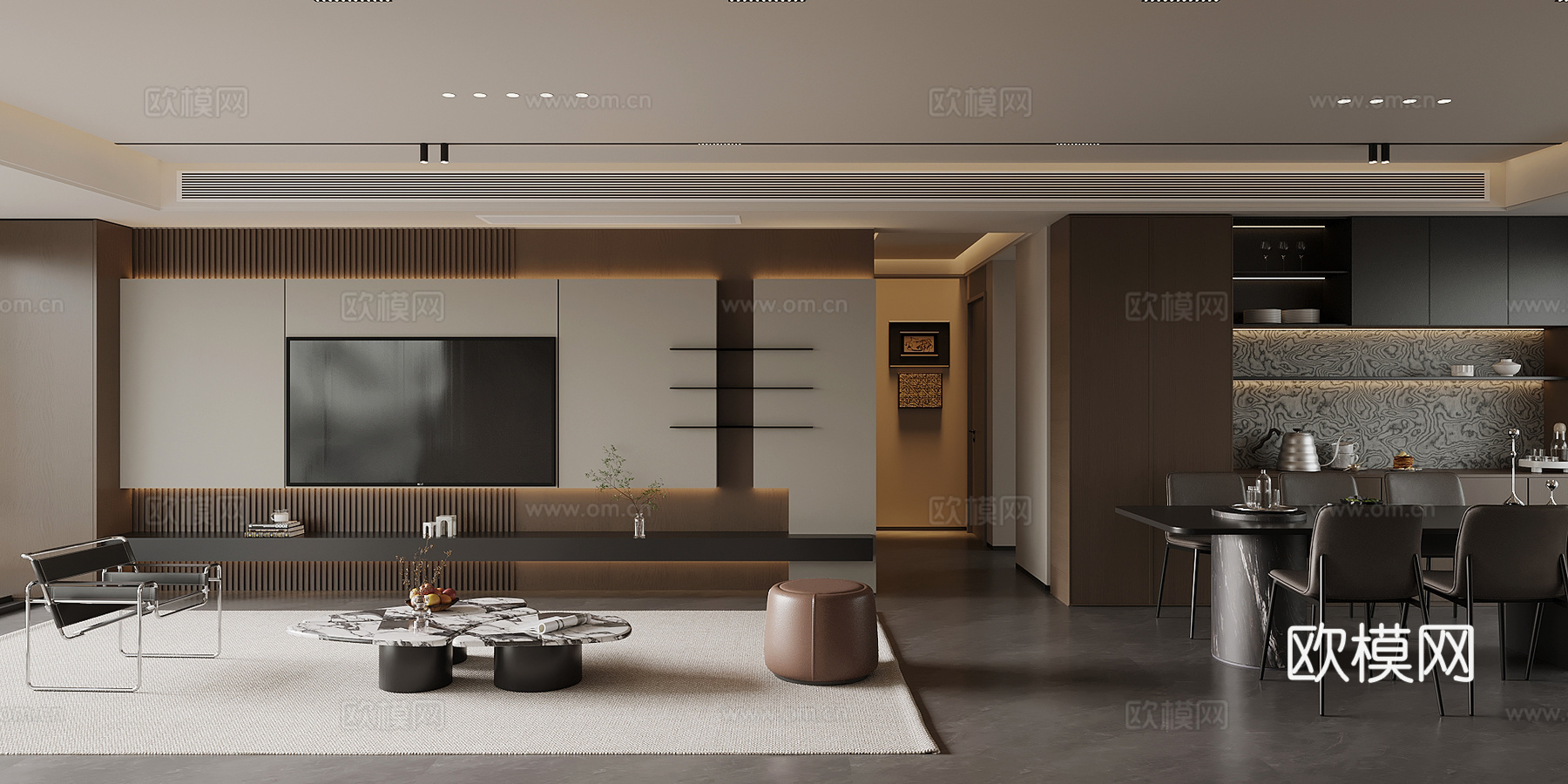 意式客餐厅su模型