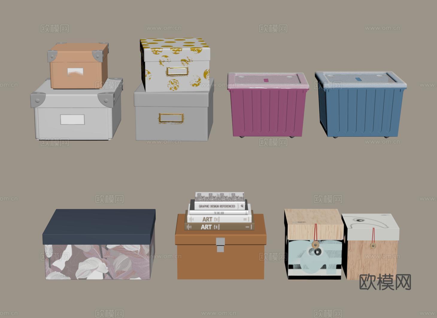 现代整理盒子 鞋盒 储物盒 收纳盒 塑料收纳箱su模型