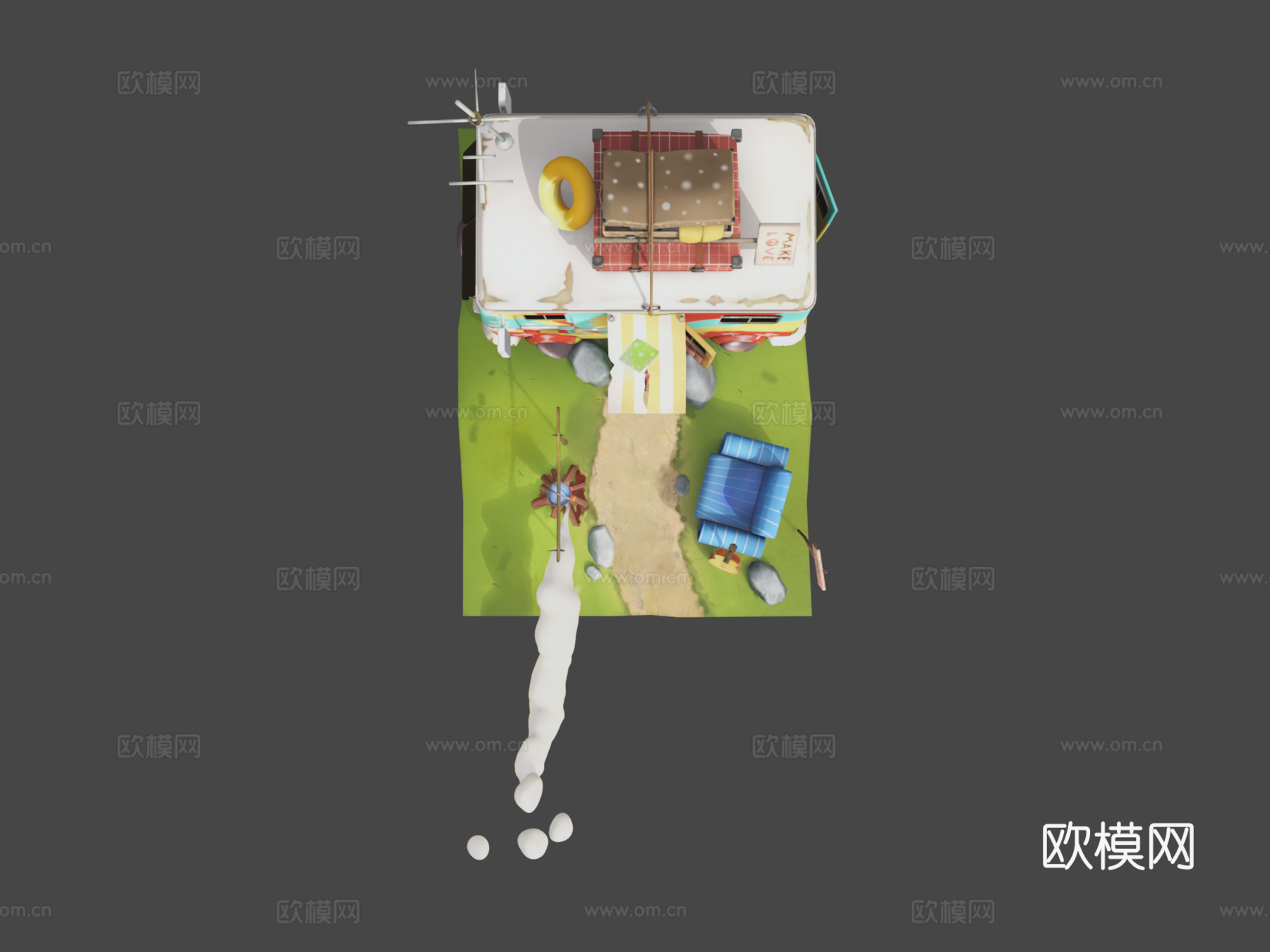 嬉皮士移动车su模型