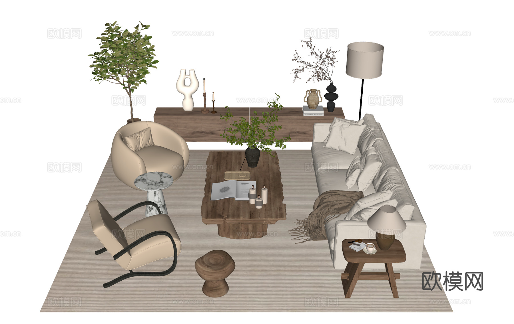 法式沙发组合su模型