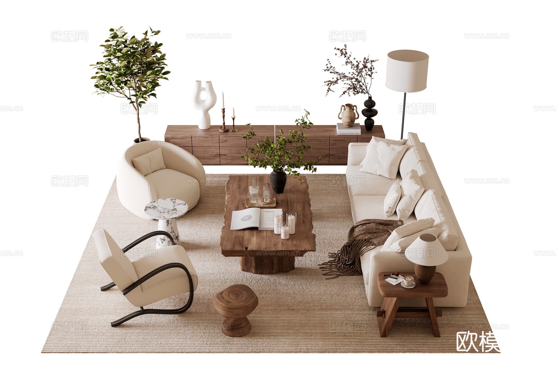 法式沙发组合su模型