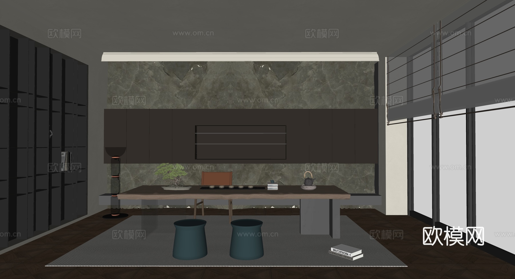 现代轻奢茶室su模型