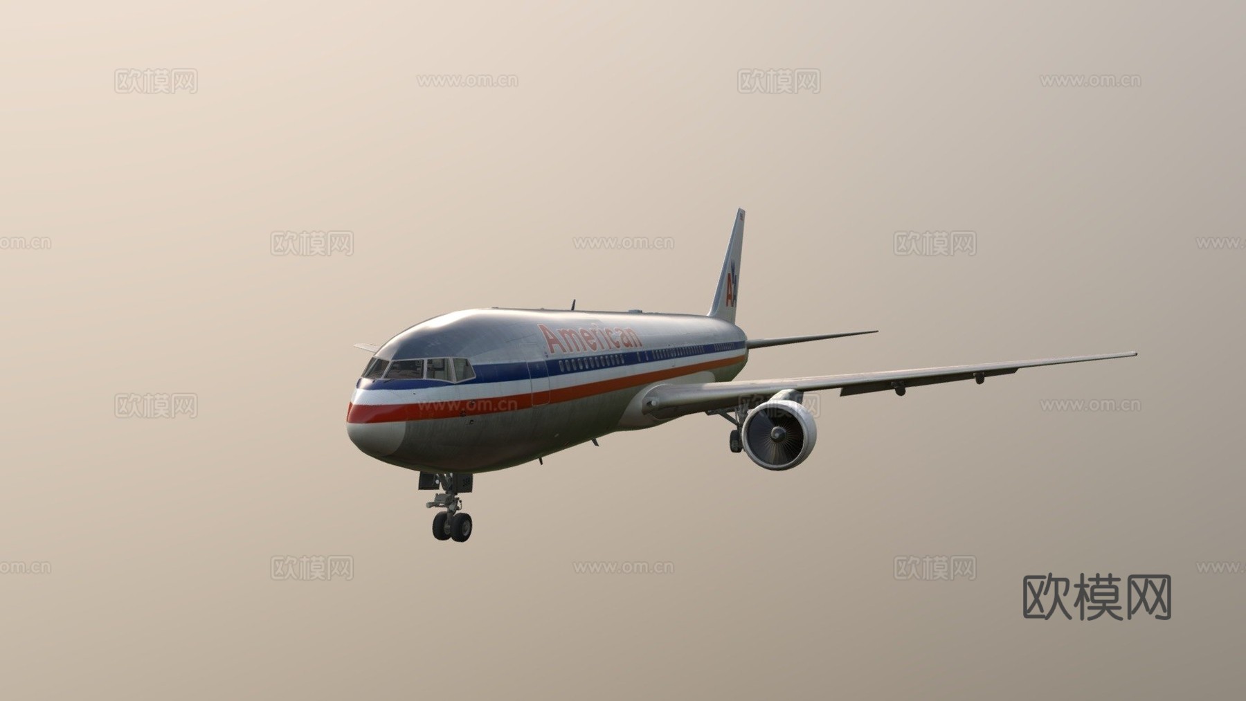 波音767-200美国航空（完整驾驶舱）su模型