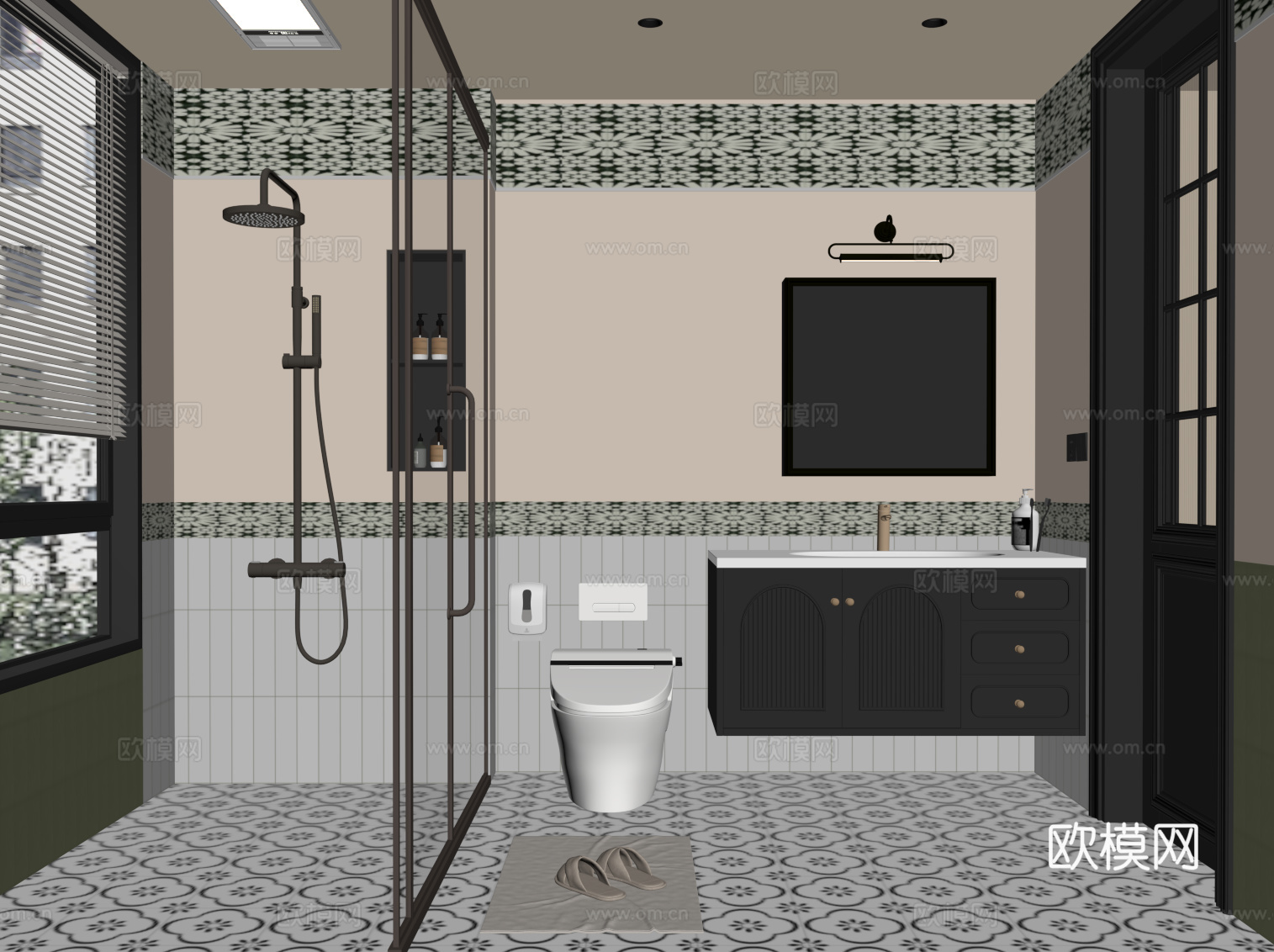 法式复古卫生间su模型
