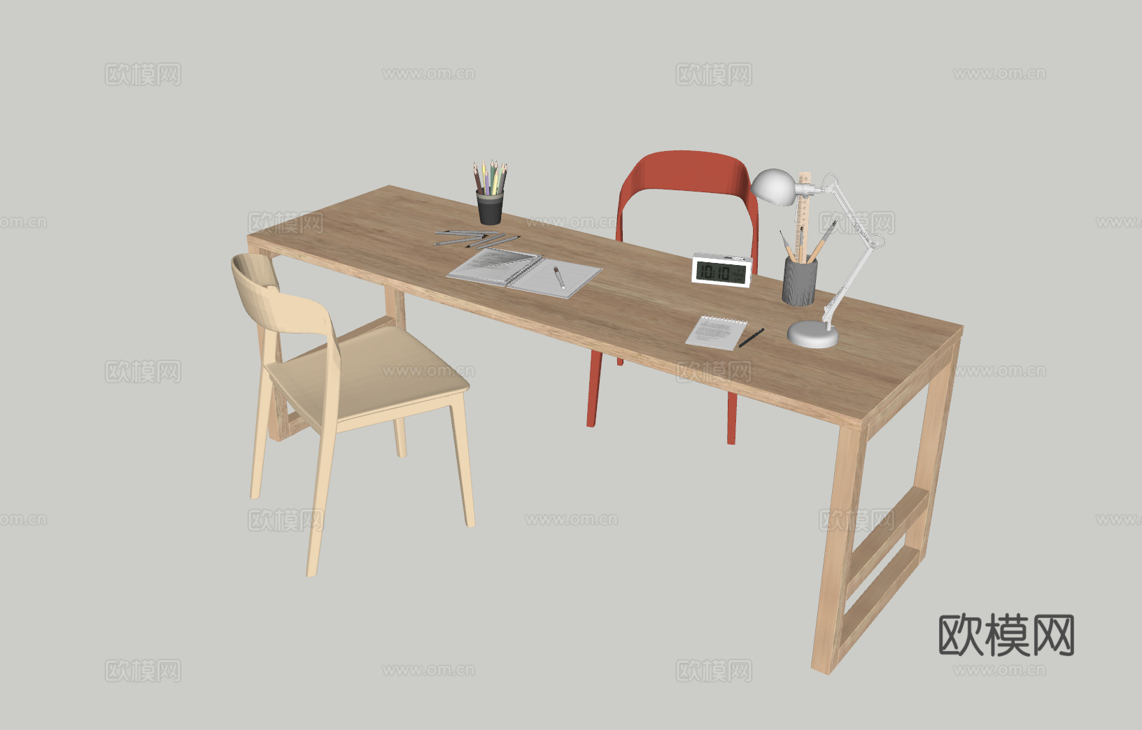 现代书桌su模型