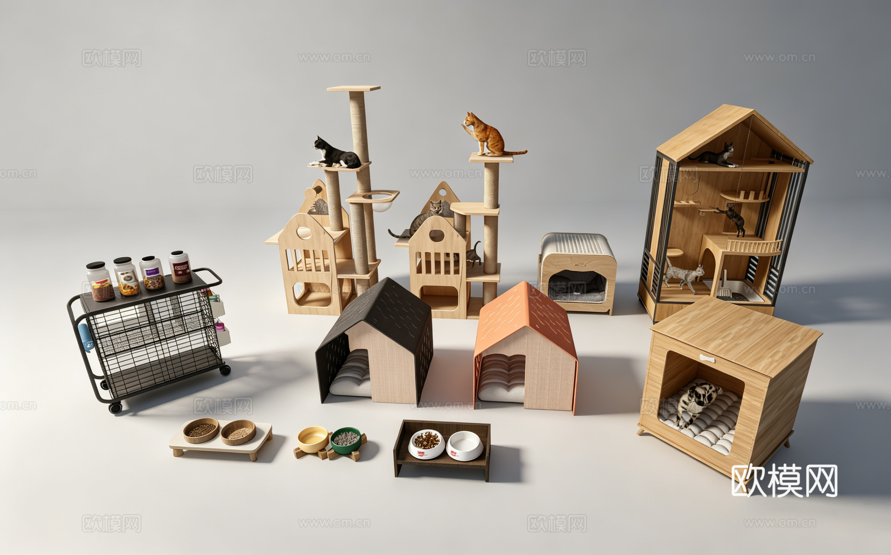宠物房猫爬架猫窝su模型
