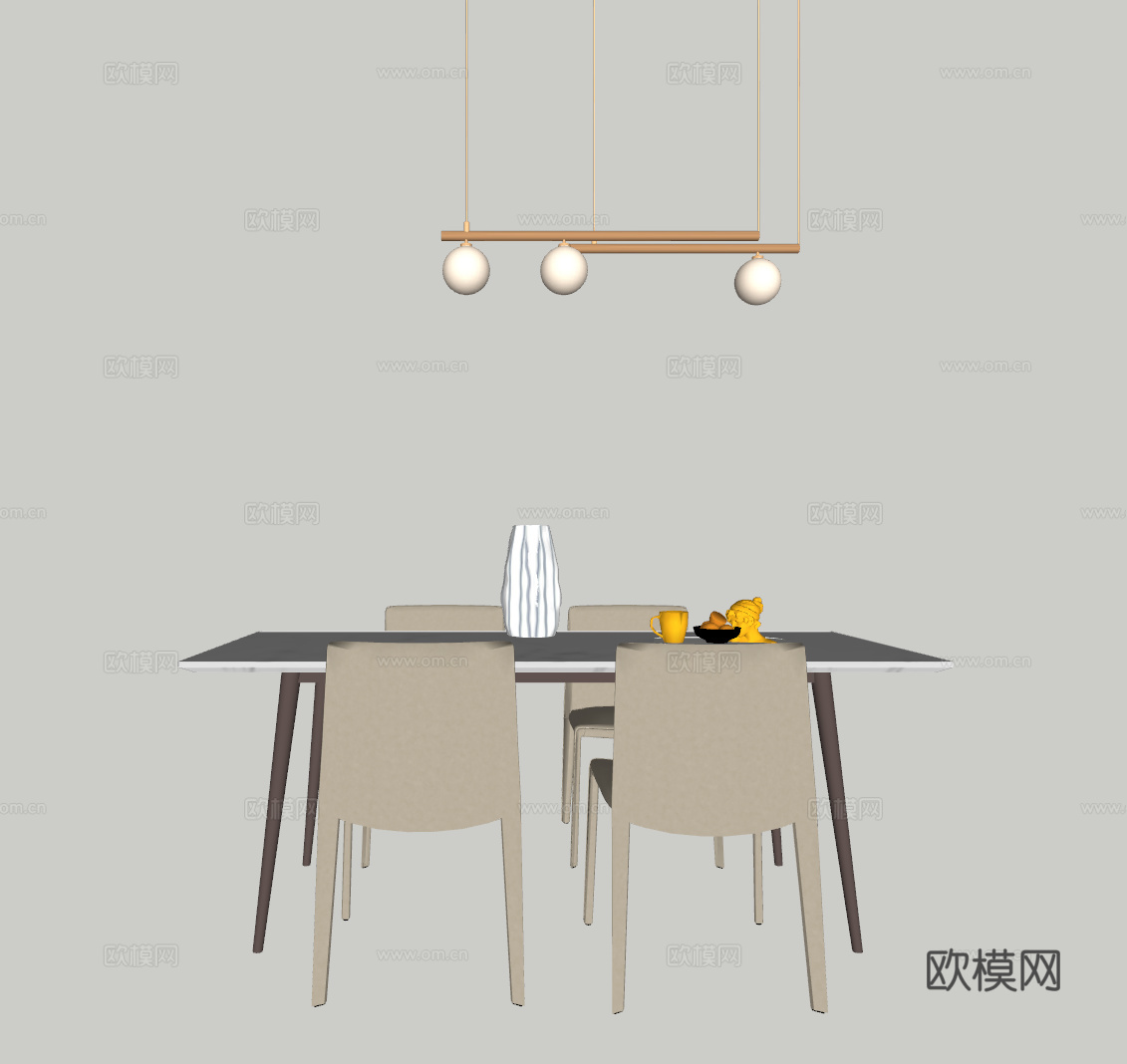 现代餐桌su模型