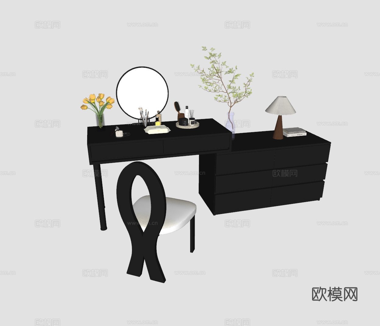 中古风梳妆台su模型