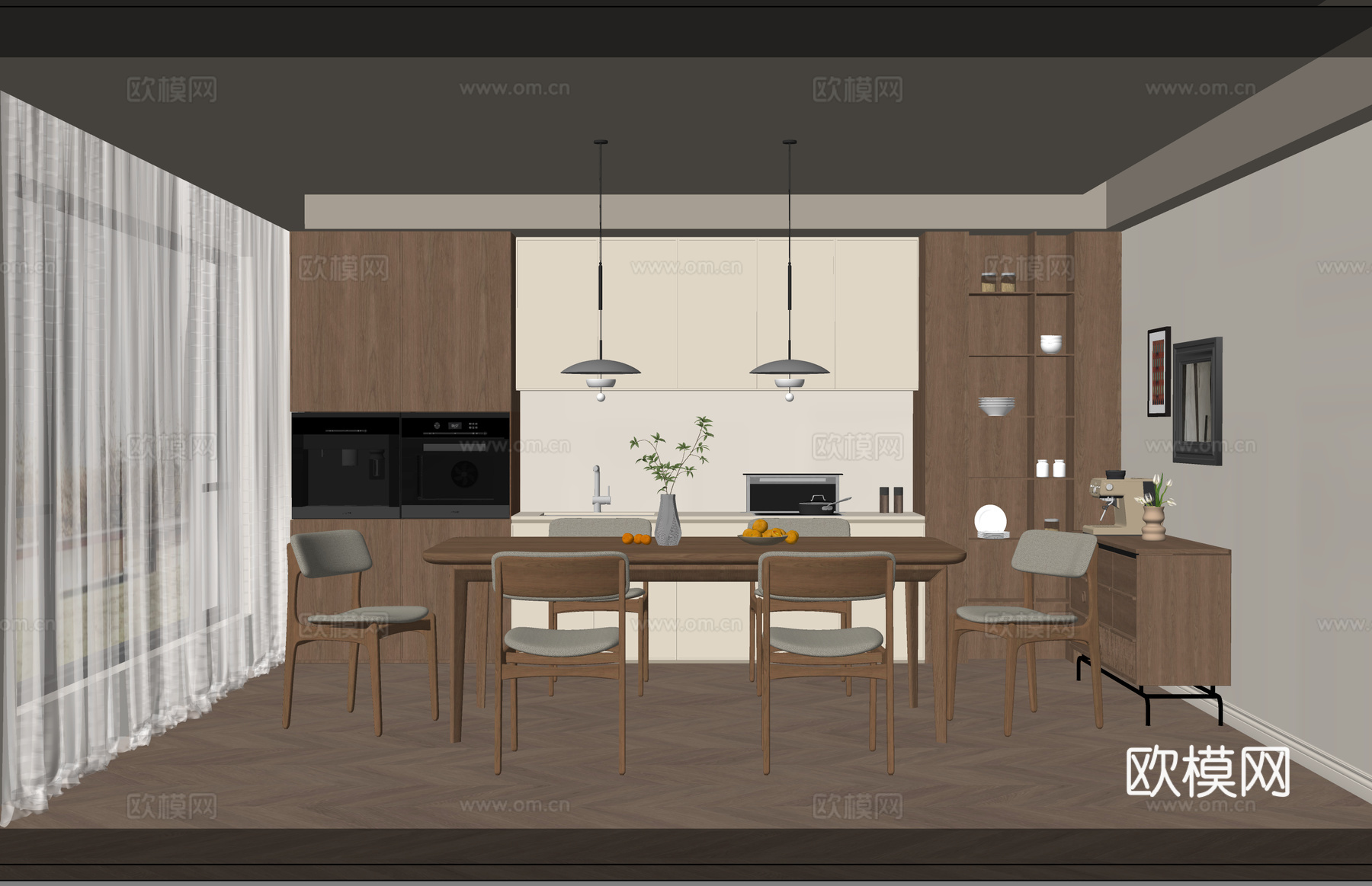 门窗 厨房 茶室 餐厅 卧室su模型