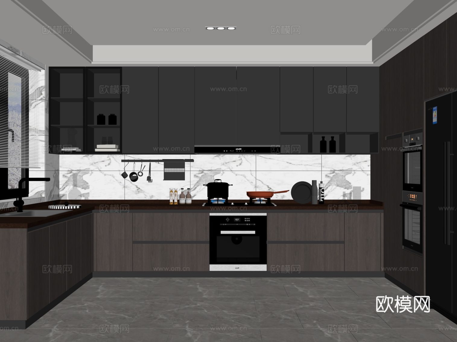现代意式厨房su模型