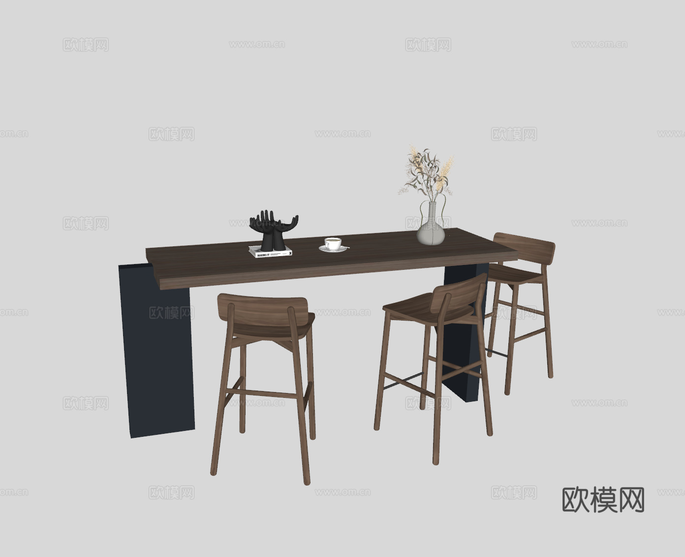 侘寂餐桌su模型