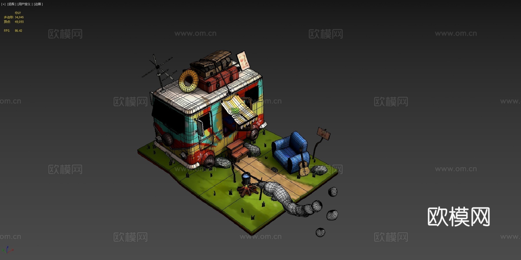 嬉皮士移动车su模型