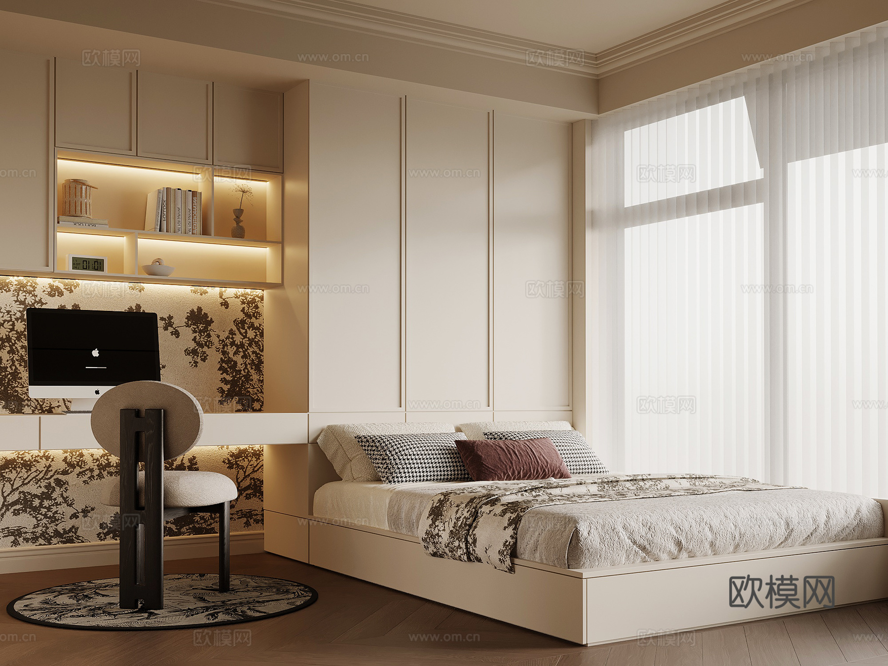 法式榻榻米卧室su模型