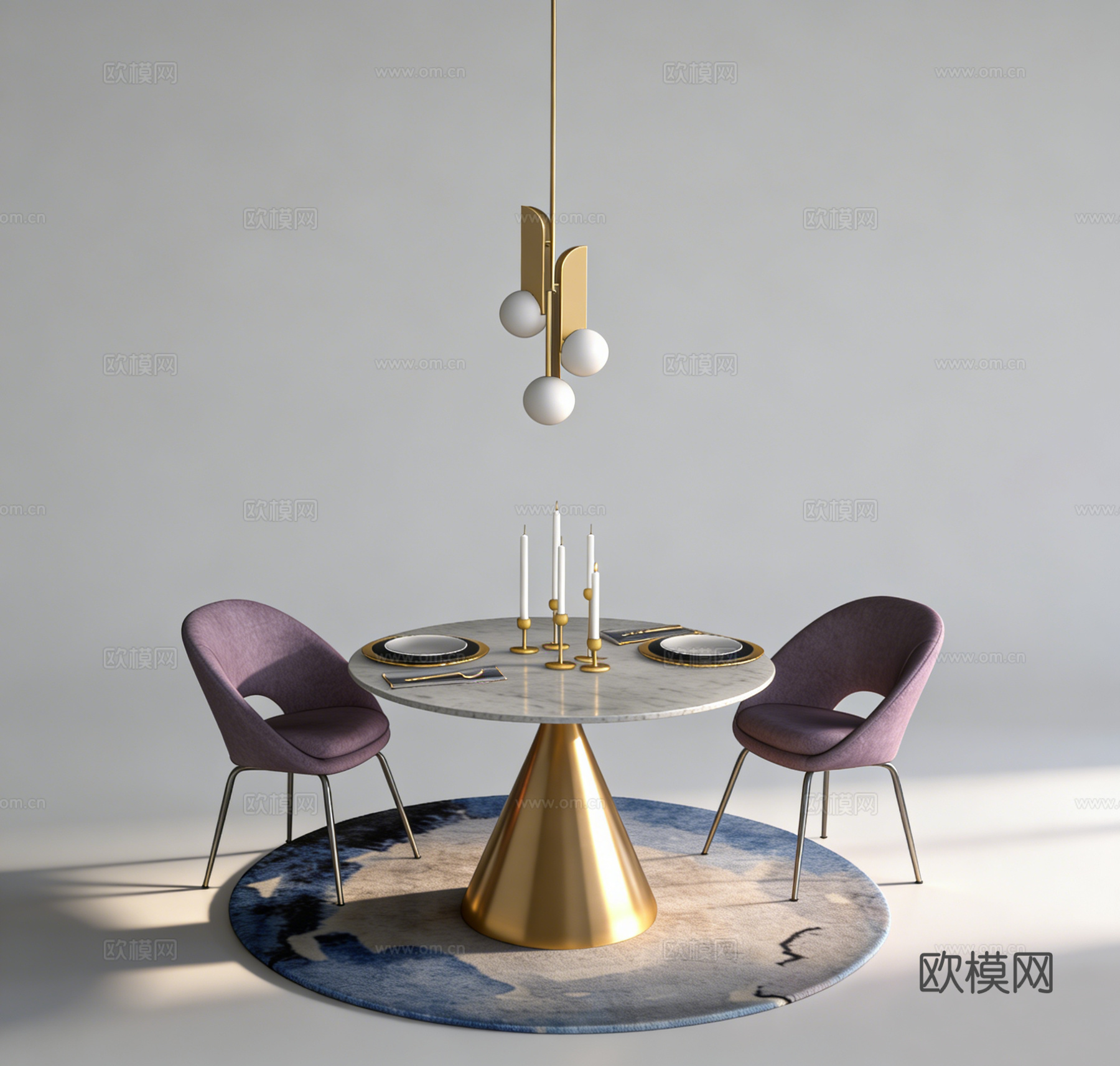 轻奢休闲桌椅su模型