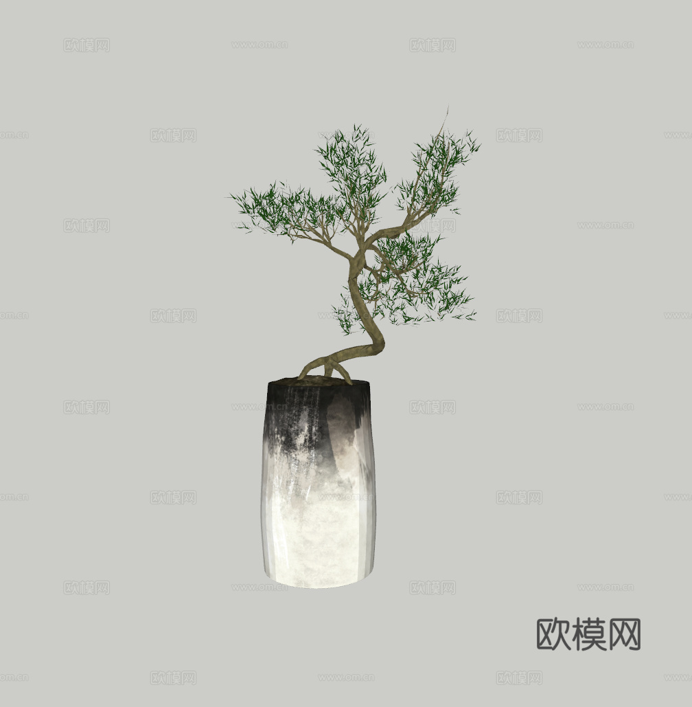 新中式禅意盆景su模型