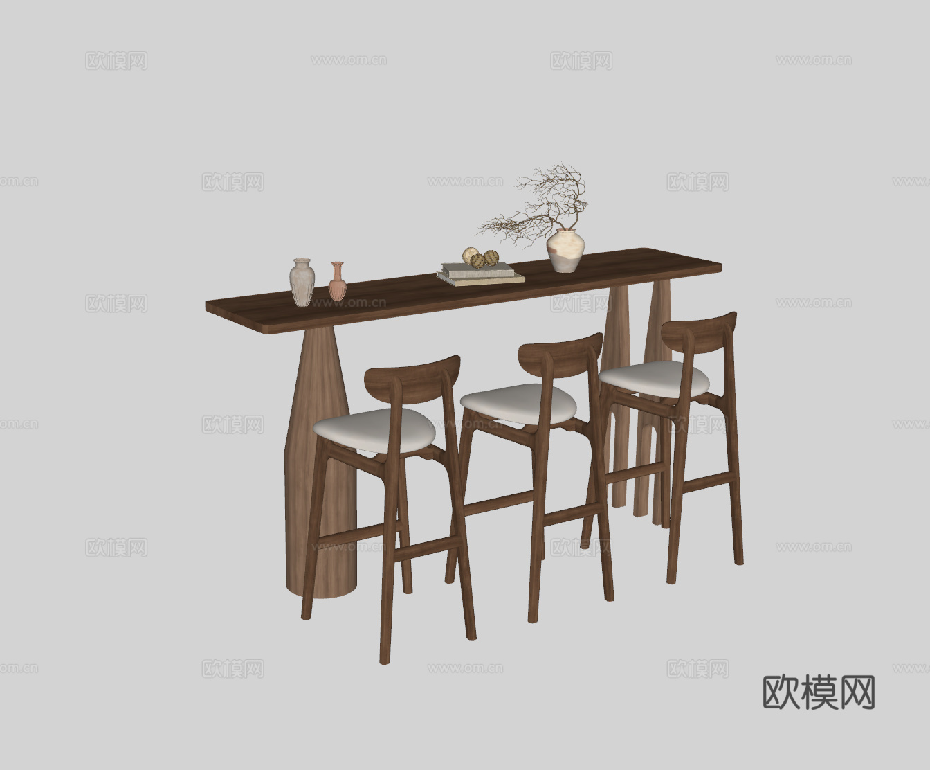 侘寂吧台su模型