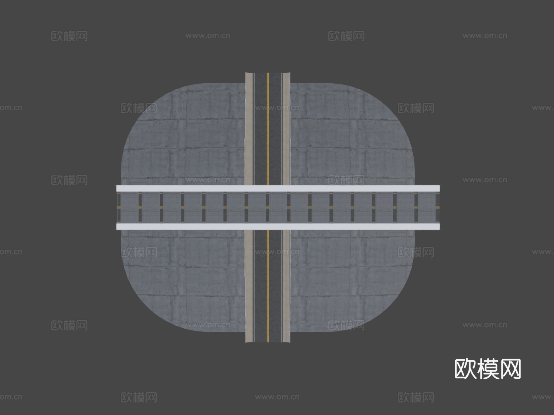 美国公路立交桥下穿桥su模型
