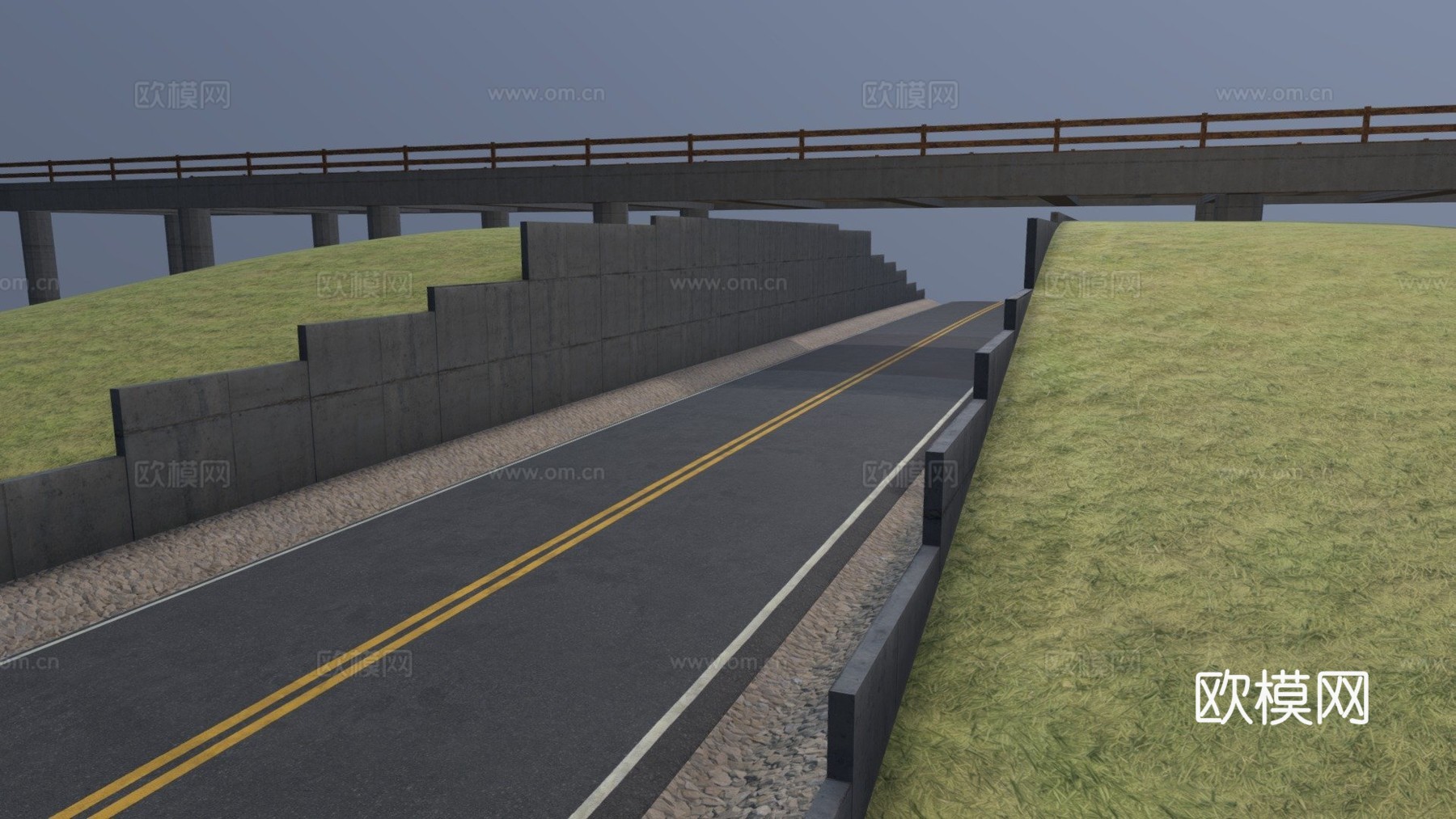 美国公路立交桥下穿桥su模型