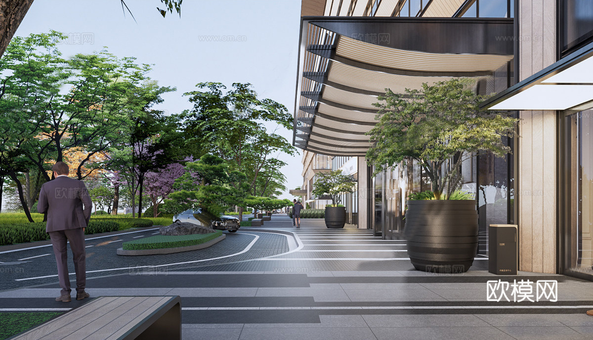 现代办公景观 商业办公景观 底商办公楼su模型