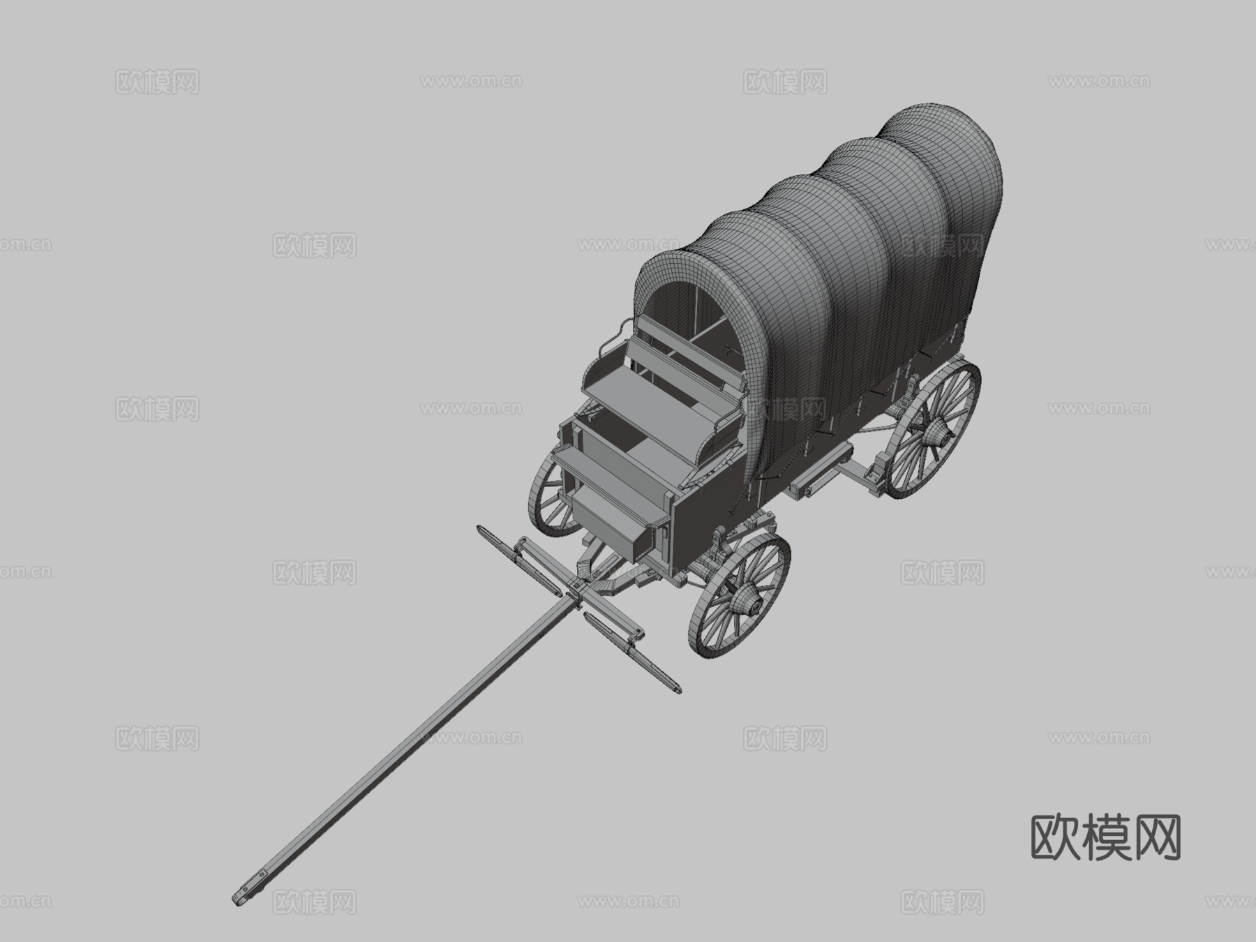 有篷马车su模型