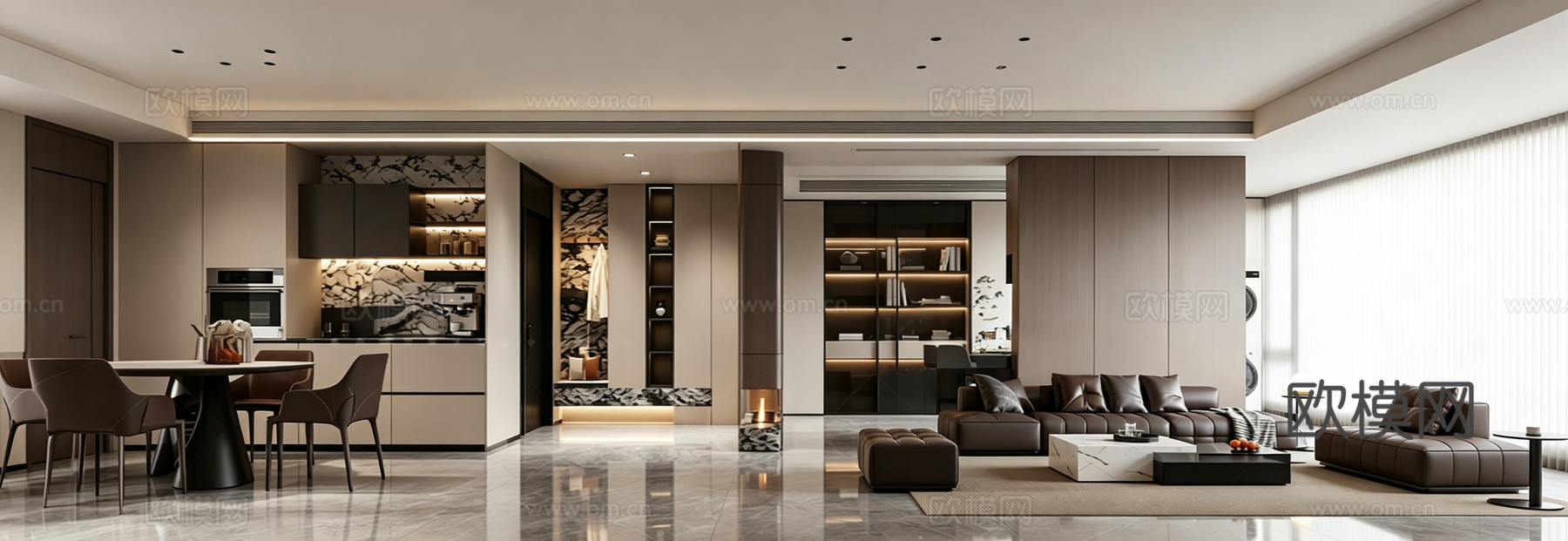 意式 家装 室内简约 轻奢风 格餐厅 客厅 卧室设计su模型