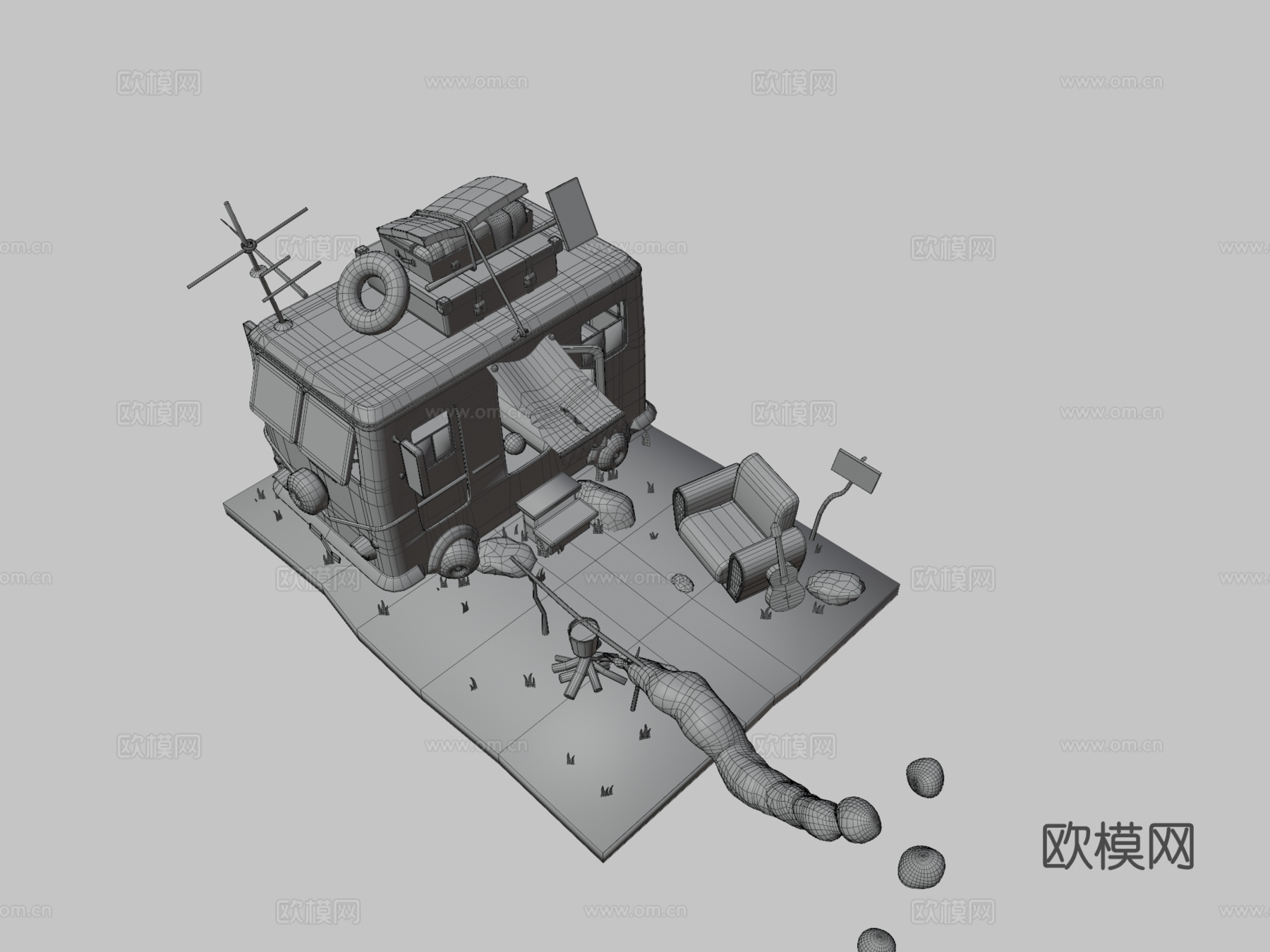 嬉皮士移动车su模型