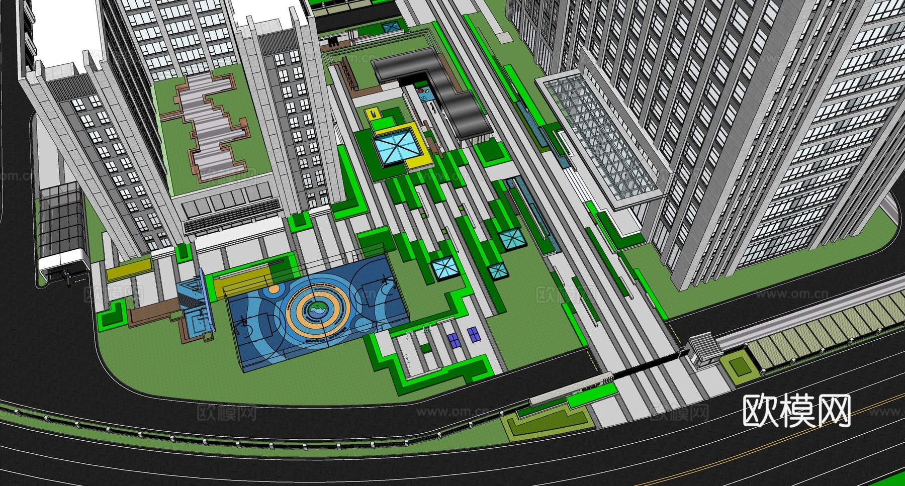 现代办公景观 办公楼写字楼su模型