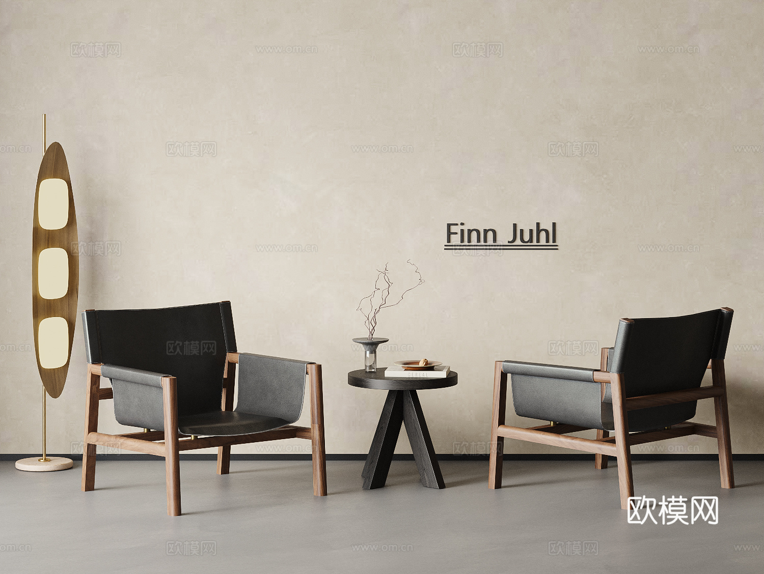 侘寂中古风休闲椅  狩猎椅 马鞍椅 皮革椅su模型