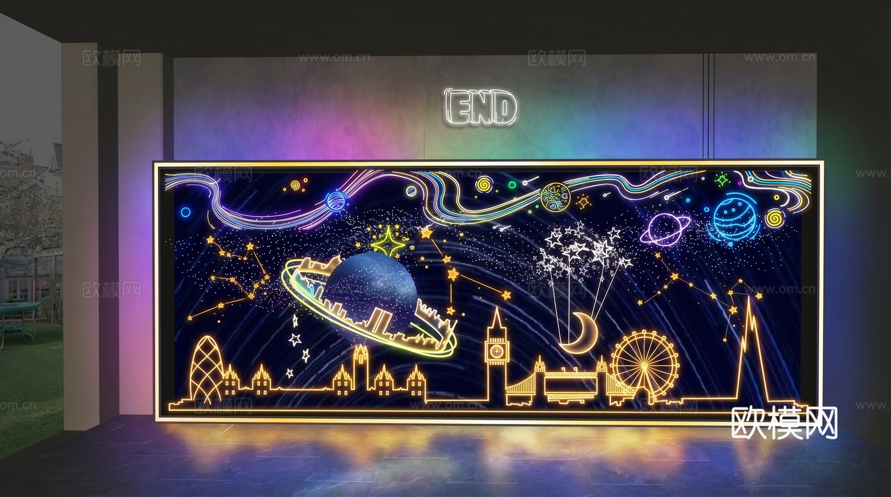 霓虹灯    艺术  卡通   室内外炫彩霓虹灯su模型