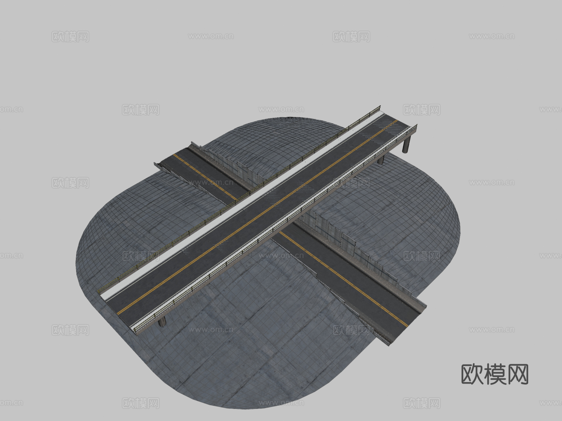 美国公路立交桥下穿桥su模型
