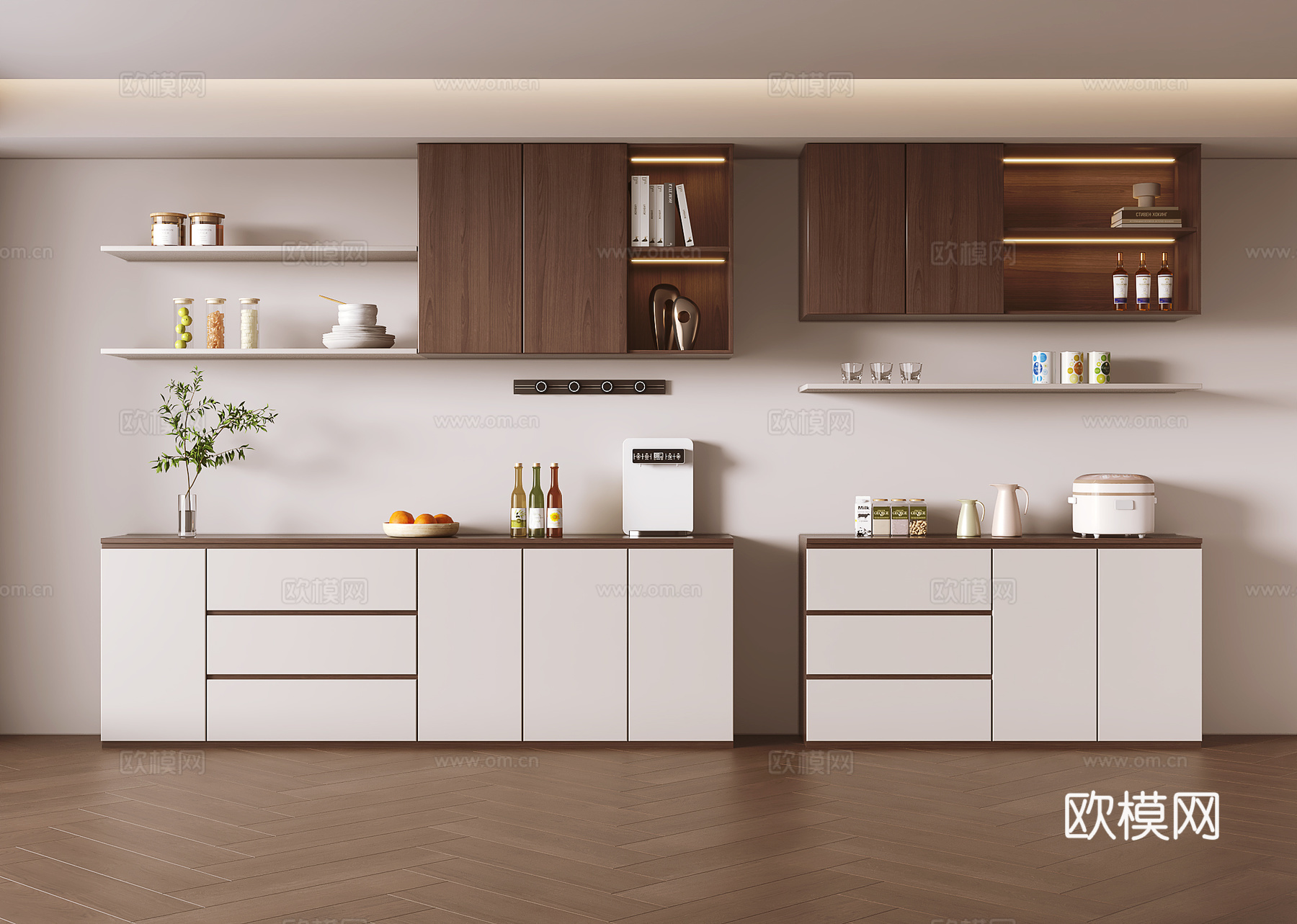 中古风餐边柜su模型