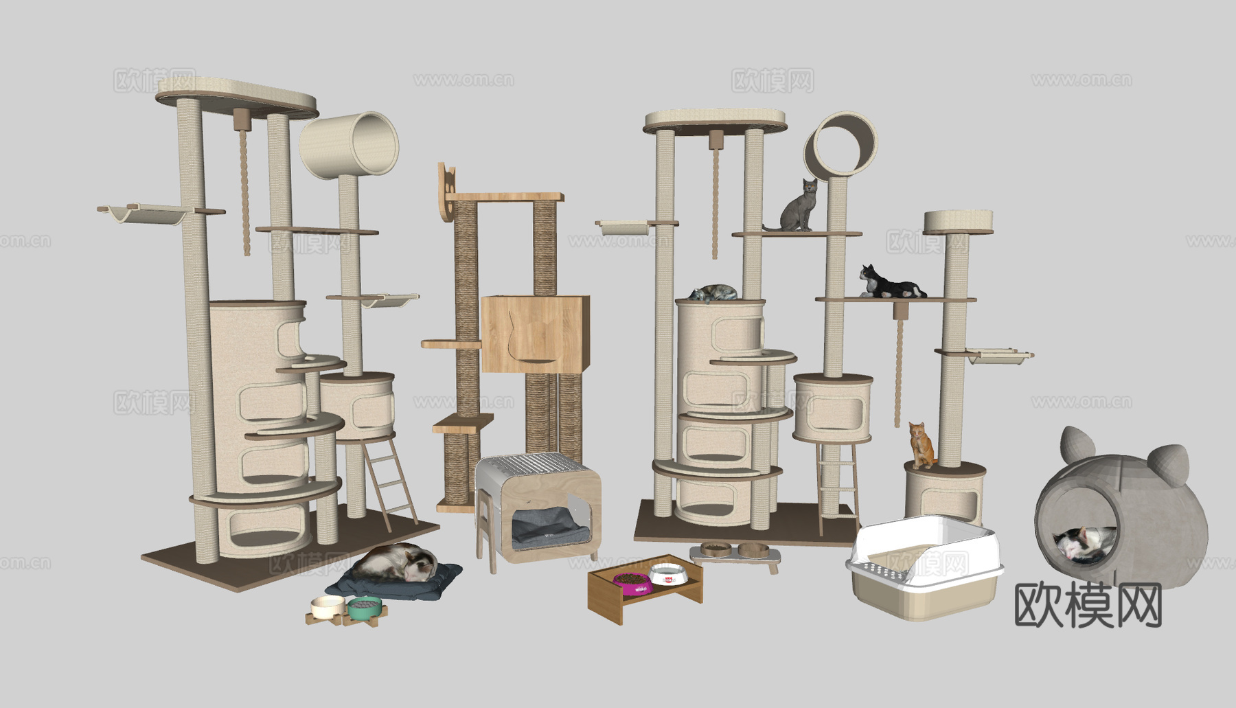 宠物房猫爬架猫窝su模型