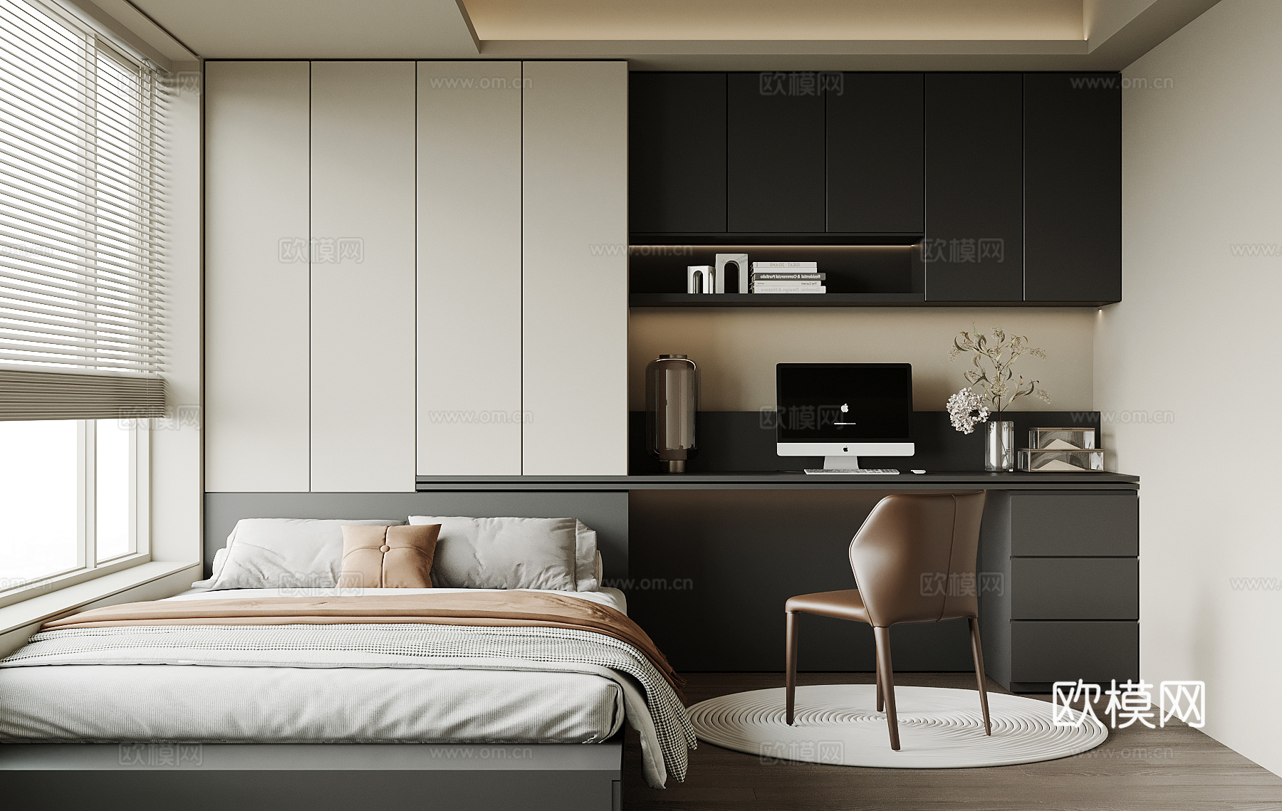 现代榻榻米卧室su模型