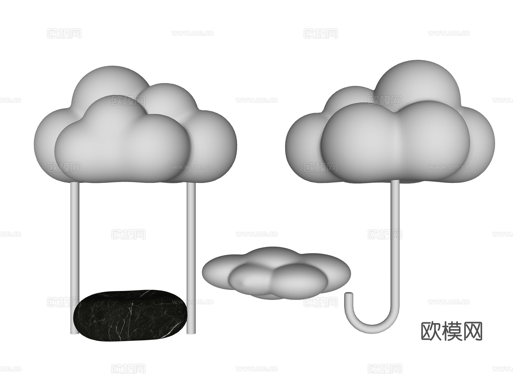 云朵雕塑 云朵亭子 云朵座凳 云朵装饰 可爱云朵装饰 云朵装su模型