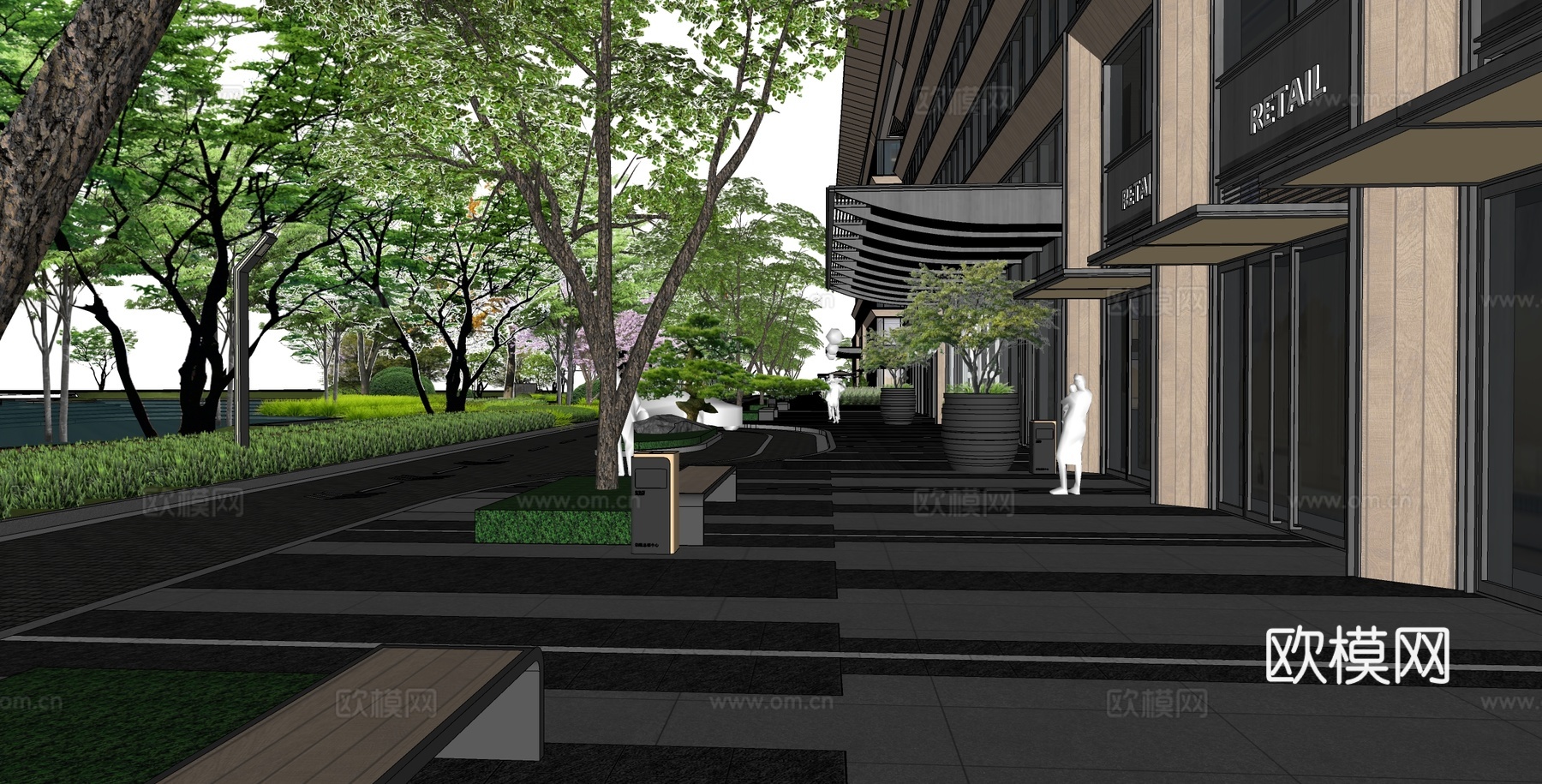 现代办公景观 商业办公景观 底商办公楼su模型