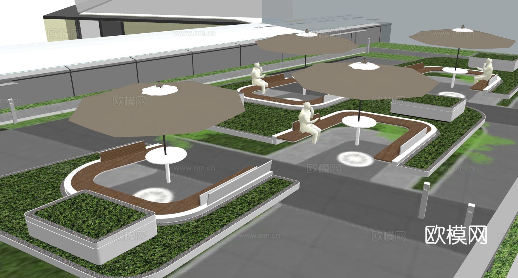 现代办公景观 现代办公 现代户外座椅 阳台景观su模型