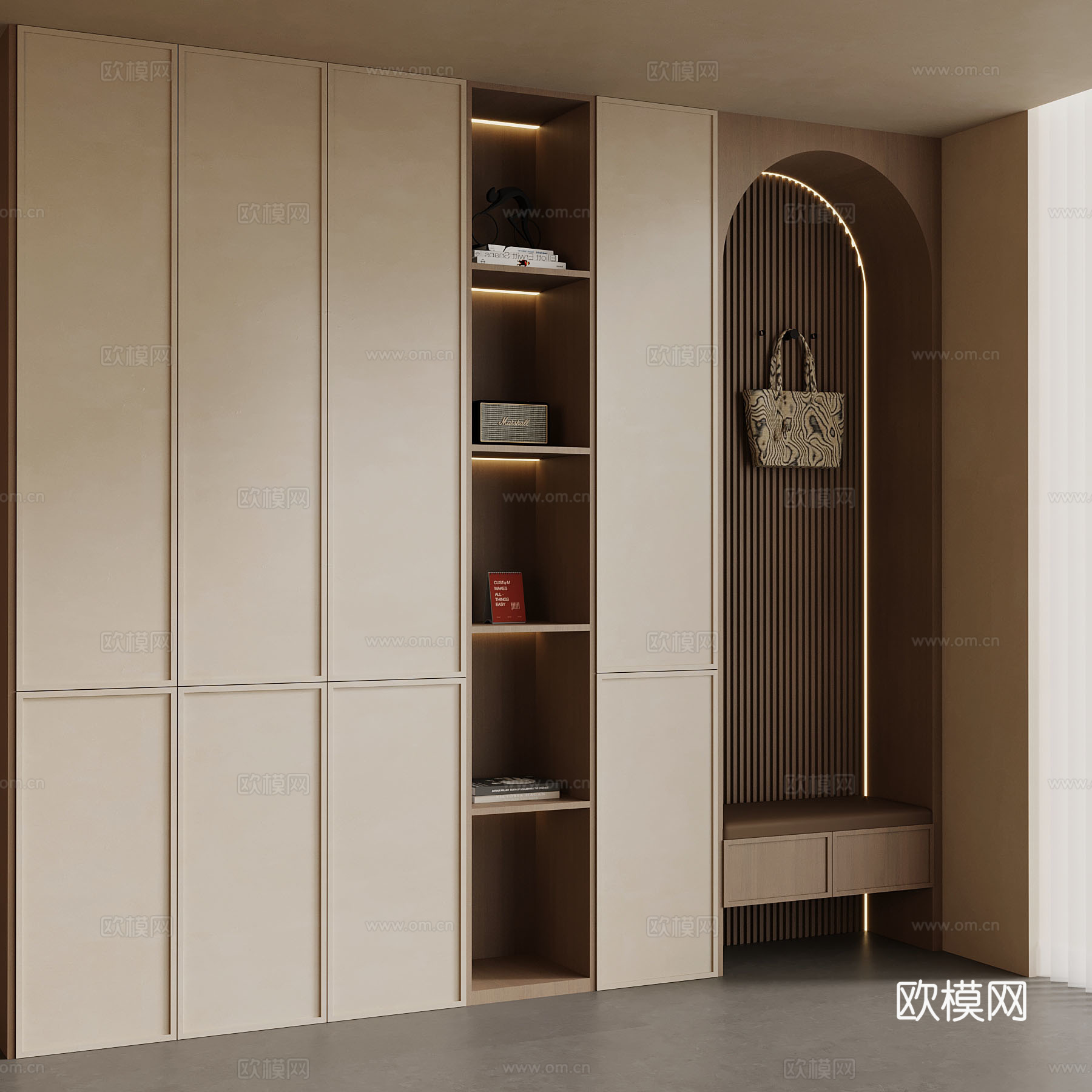 中古风鞋柜 侘寂风鞋柜su模型