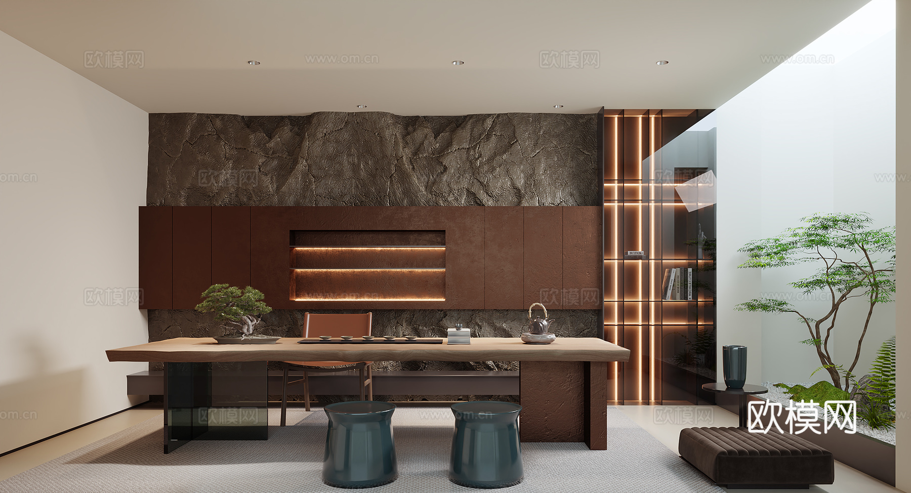 现代轻奢茶室su模型