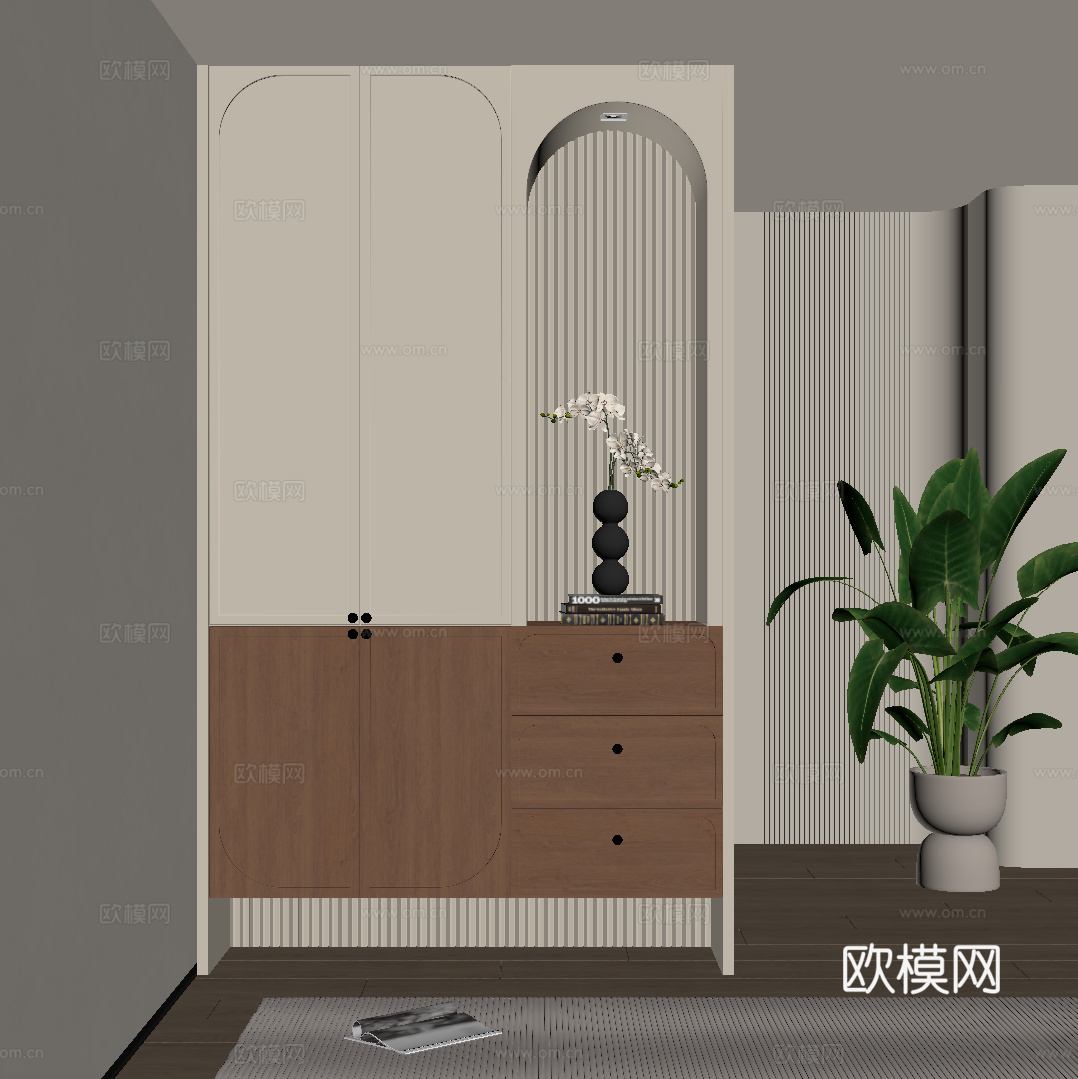 法式中古玄关 鞋柜su模型