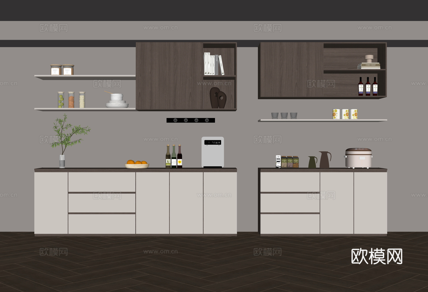 中古风餐边柜su模型