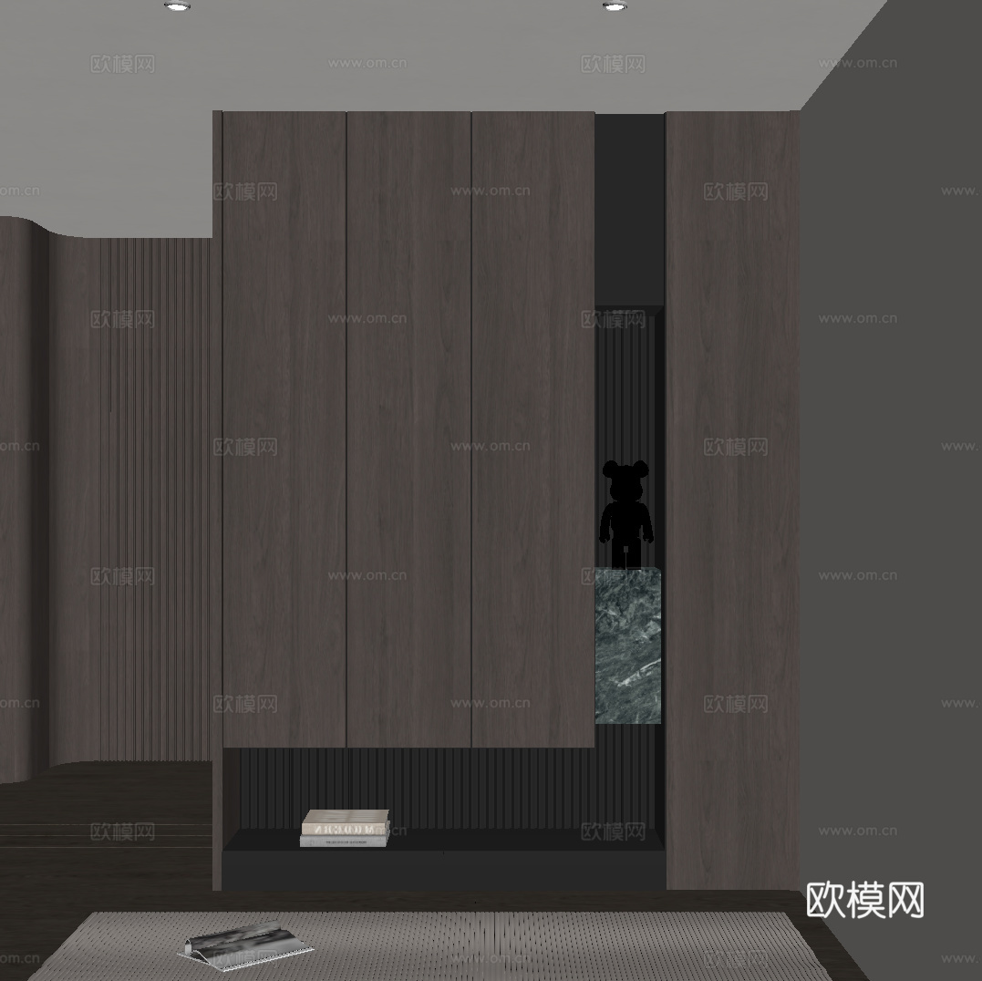 现代意式玄关 鞋柜su模型