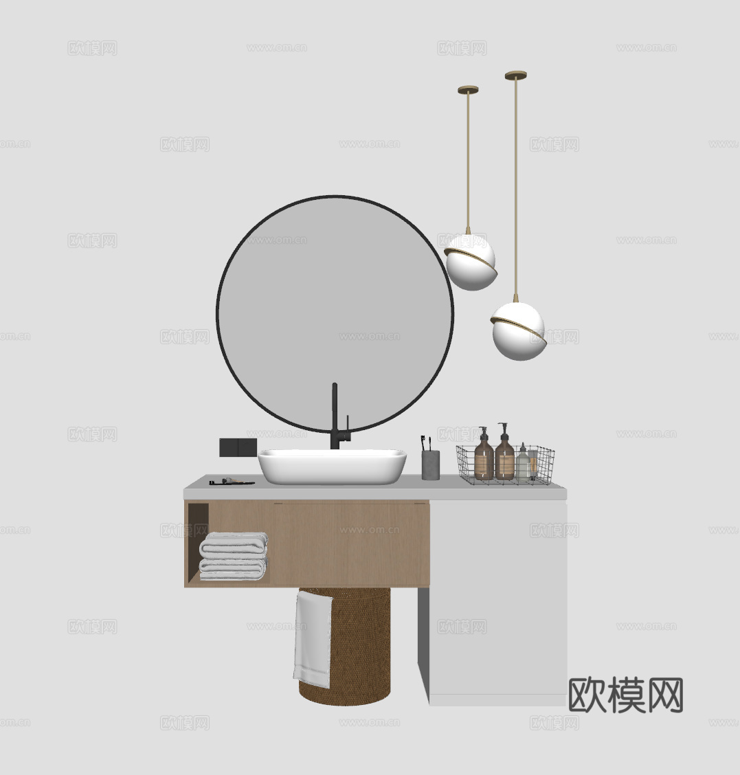 现代卫生间洗手台su模型