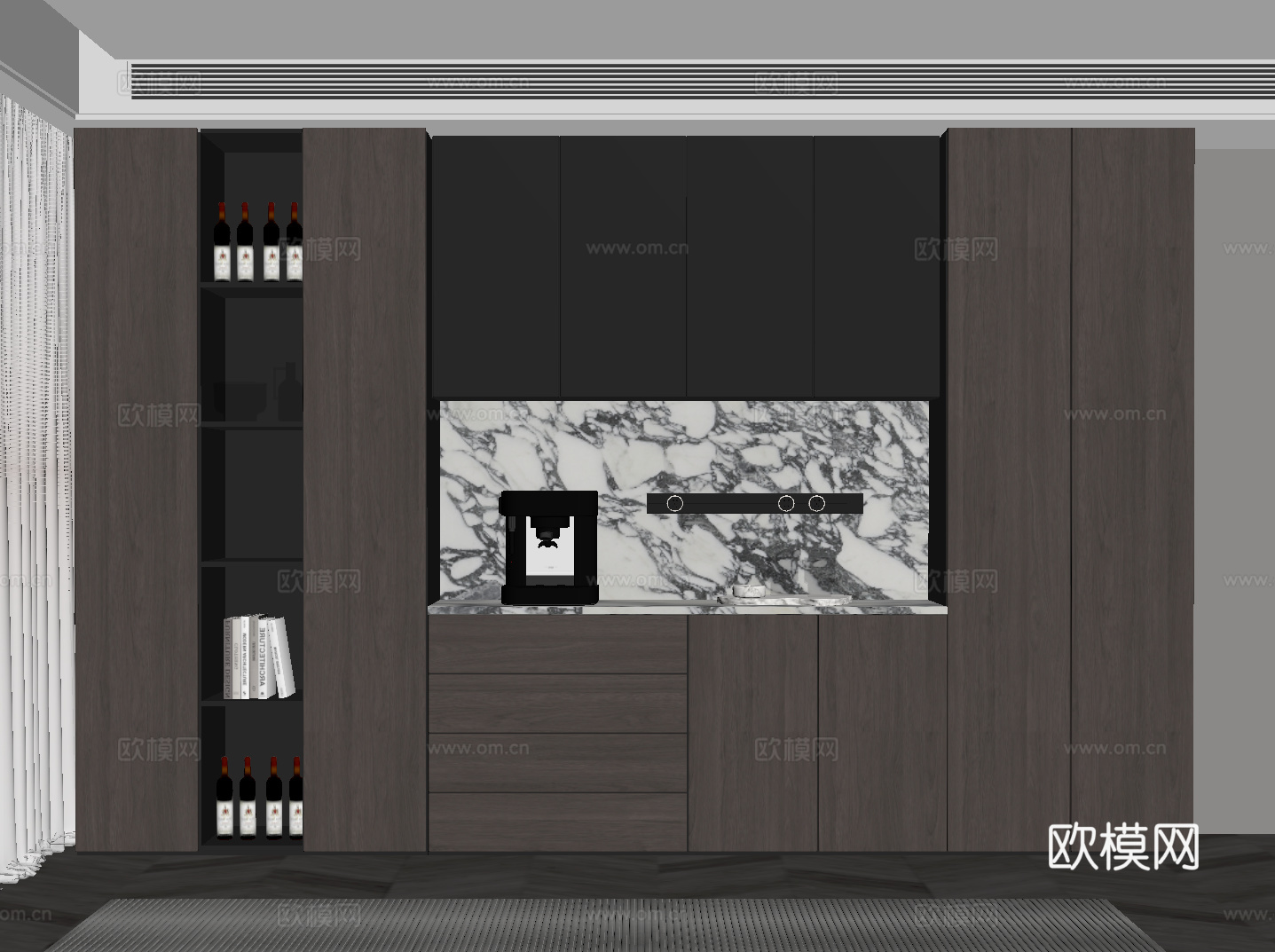 现代意式餐边柜su模型
