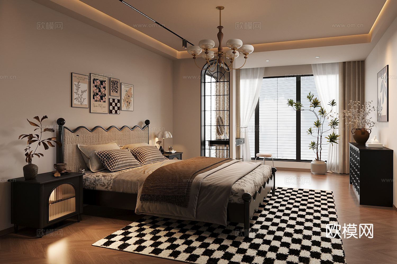 法式家居卧室su模型